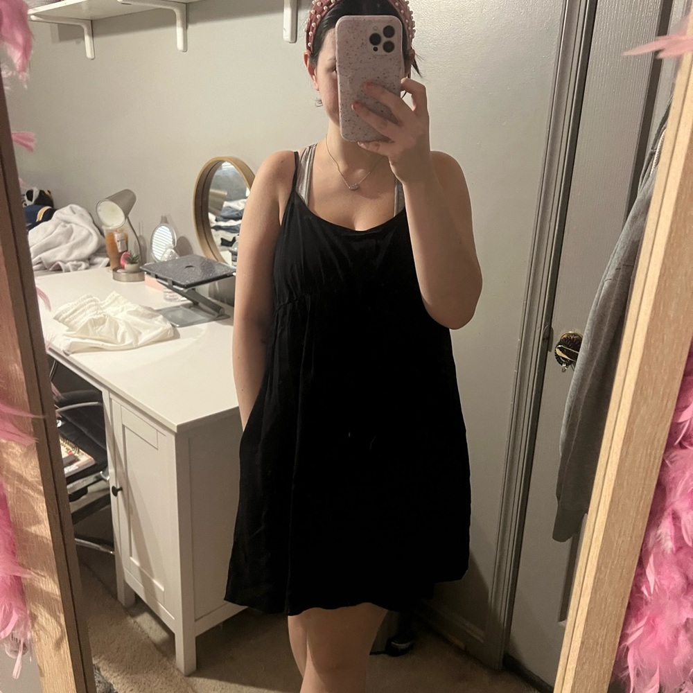 mini black spaghetti strap dress